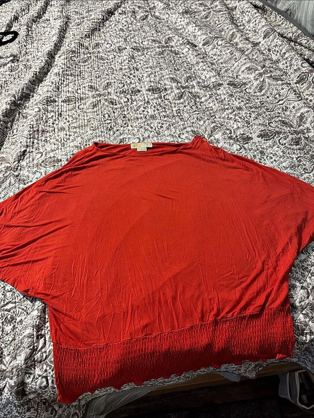 Michael Kors Red Smocked Waist Top Size Medium Like New